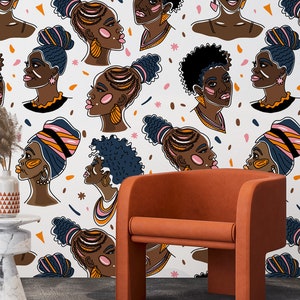 Abstract Woman Face Wallpaper, African American Wall Mural