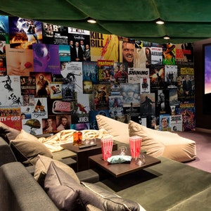Movie Posters Removable Wallpaper - Peel and Stick Wall Mural - Aesthetic Wallpaper - Movie Poster Collage Wall Decor