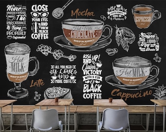 カスタマイズ可能なコーヒーショップの壁画：カフェ黒板の剥がして貼る