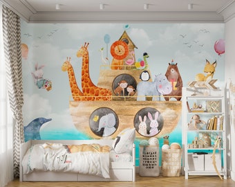 Noah's Ark Nursery Wallpaper: Animal Kids Room Decor
