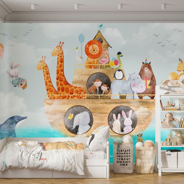 Noah's Ark Nursery Wallpaper: Animal Kids Room Decor