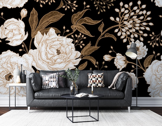 Peony Flowers Wall Sticker 3D Floral Decals, Peel and Stick Waterproof PVC  Rose Flowers Wallpaper Decor, DIY Wall Art Mural for Home Bedroom Nursery