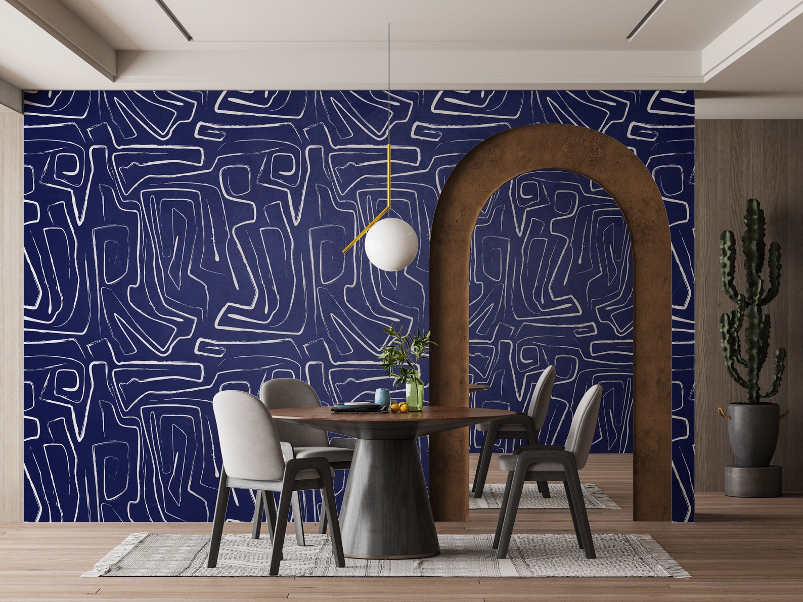 Navy Blue Minimalist Wallpaper Blue Graffiti Wall Art - Etsy
