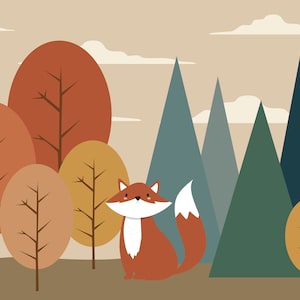 Fox Wallpaper Mountain Nursery Wallpaper Pastel Wallpaper for Nursery ...