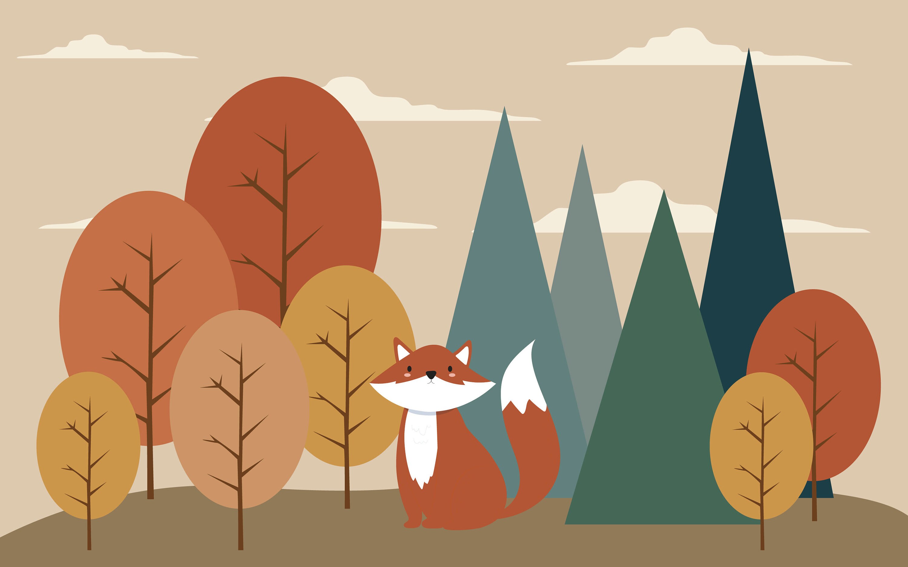 Fox Wallpaper Mountain Nursery Wallpaper Pastel Wallpaper - Etsy