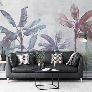 Papier peint mural tropical | Papier peint palmier | Papier peint coloré | Papier peint autocollant | Papier peint personnalisé