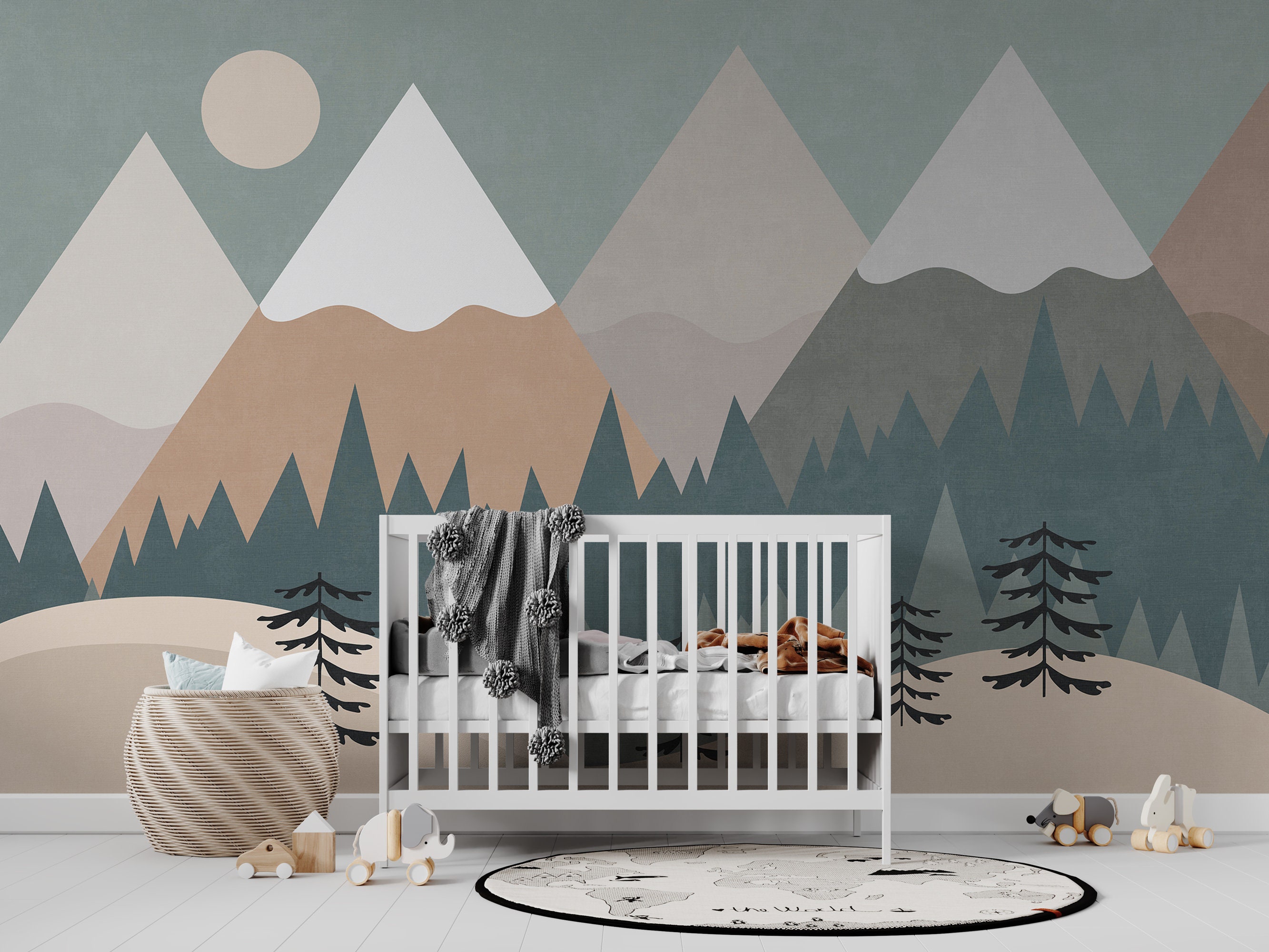 Mountain Nursery Wallpaper: Peel and Stick Kids Room Mural - Etsy