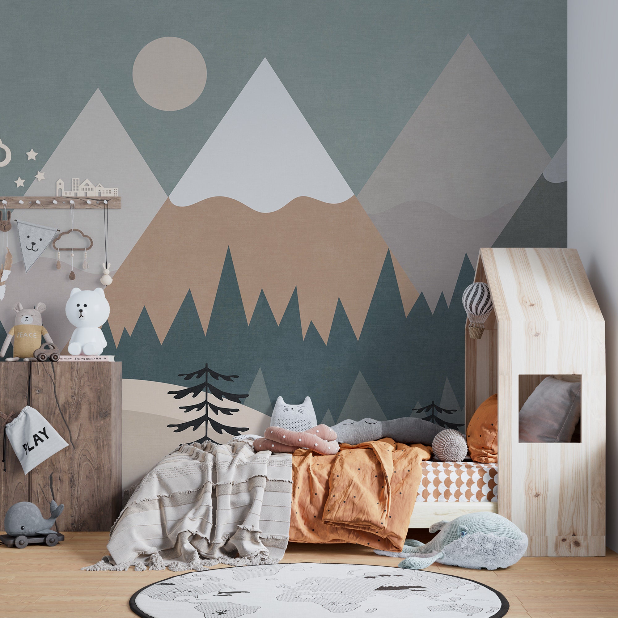 Mountain Wallpaper for Nursery Nursery Wallpaper Peel and - Etsy
