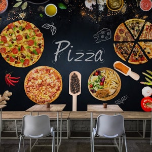 Tapete für Restaurant | Pizza Tapete | Tapete Schwarz | Küchen Tapete