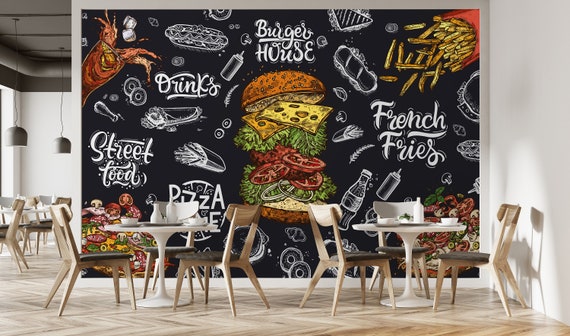 Buy Fast Food Restaurant Wallpaper Culinary Peel and Stick Wall Online in India - Etsy Buy Fast Food Restaurant Wallpaper Culinary Peel and Stick Wall Online in India - Etsy