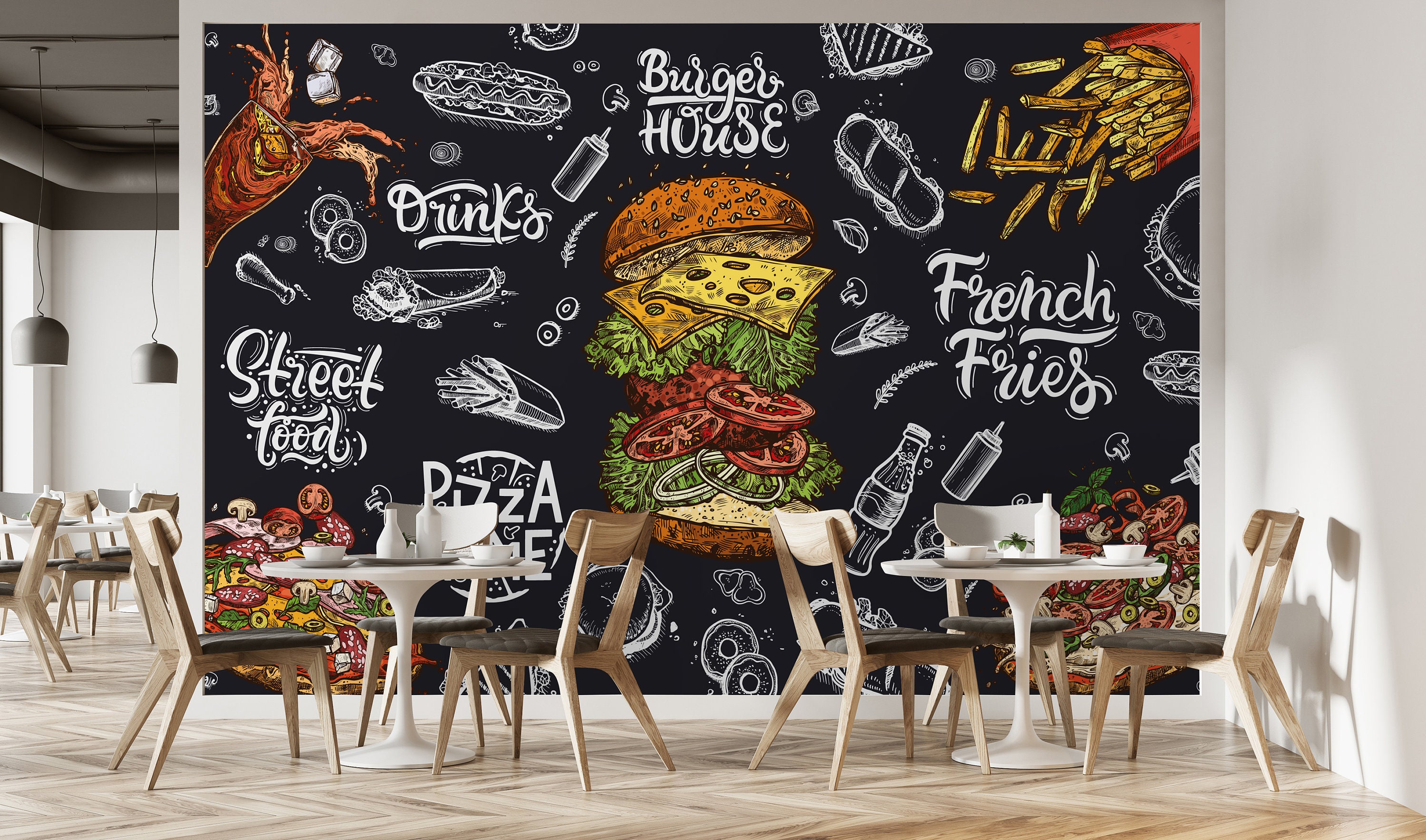 fast food restaurant wall design