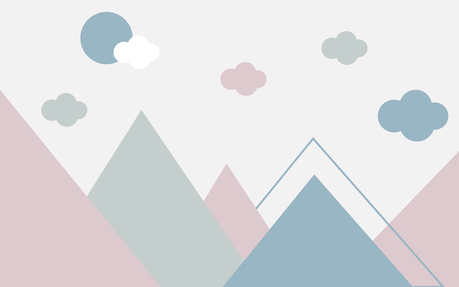 Geometric Mountain Wallpaper Nursery Wallmural Pink Blue Etsy