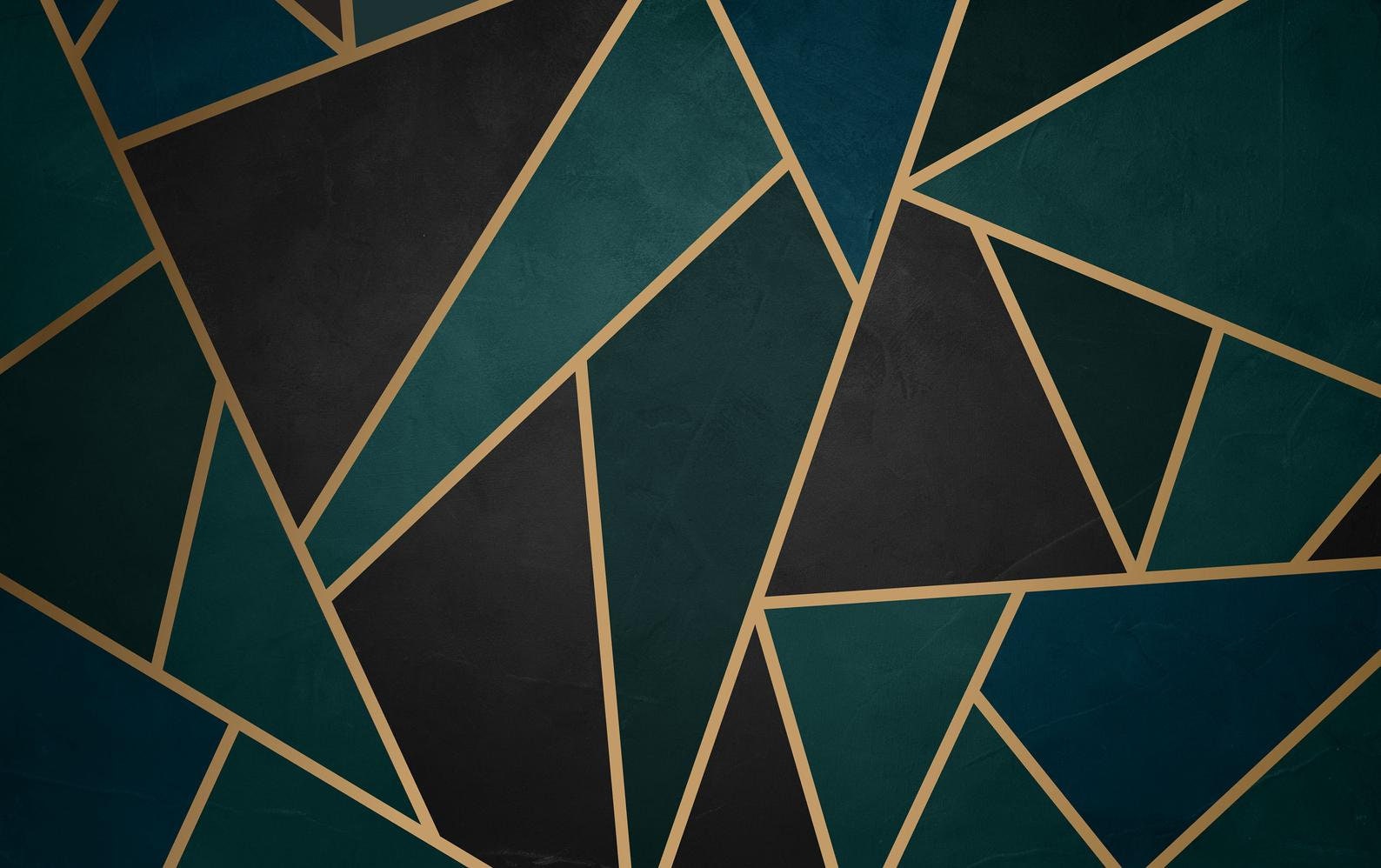 Dark Green Background Gold Lines Geometric Art Wallpaper Etsy UK