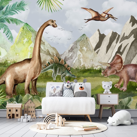 Papel Pintado Autoadhesivo Infantil Dinosaurios - Ydeco Decoración