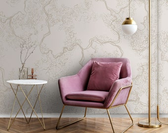 Beige Floral Wallpaper: Soft Botanical Wall Mural