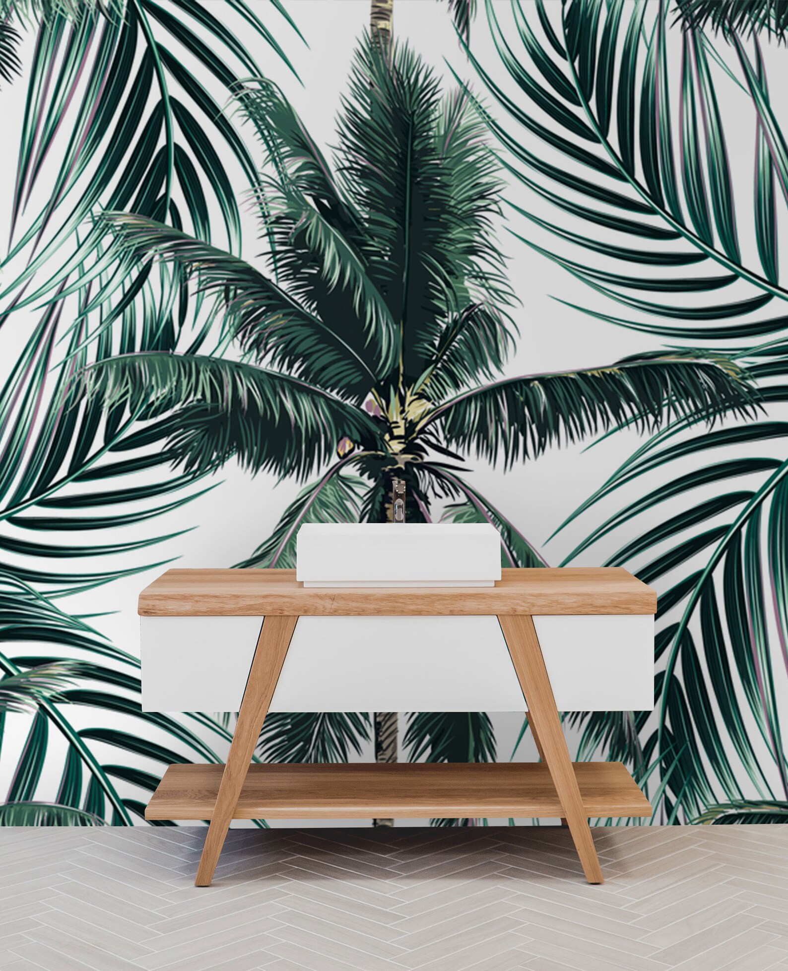 Dark Green Palm Trees Wallpaper Tropical Tree Wall Mural Etsy