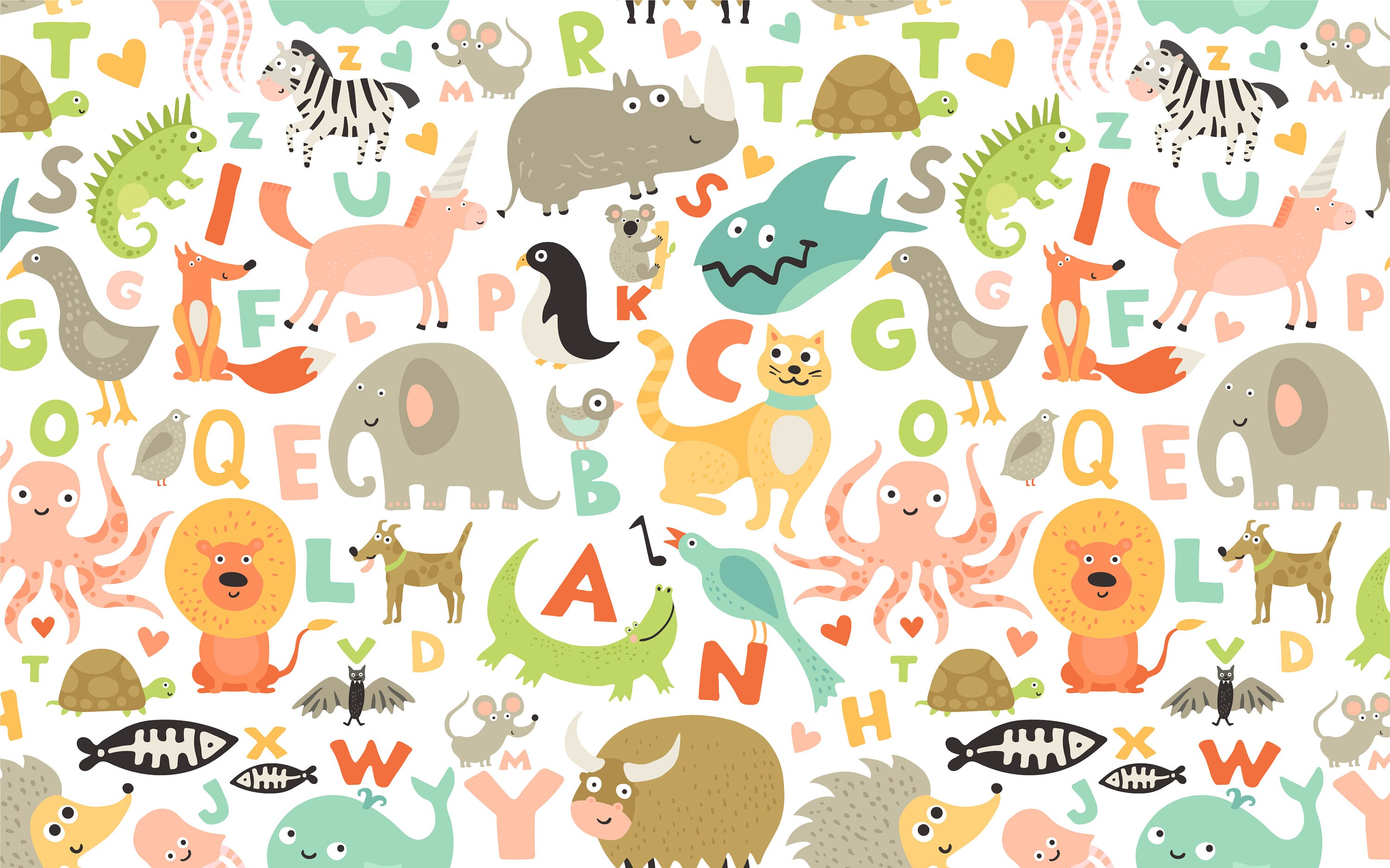 Alphabet and Animals Pattern Wallpaper Nursery Wallmural - Etsy