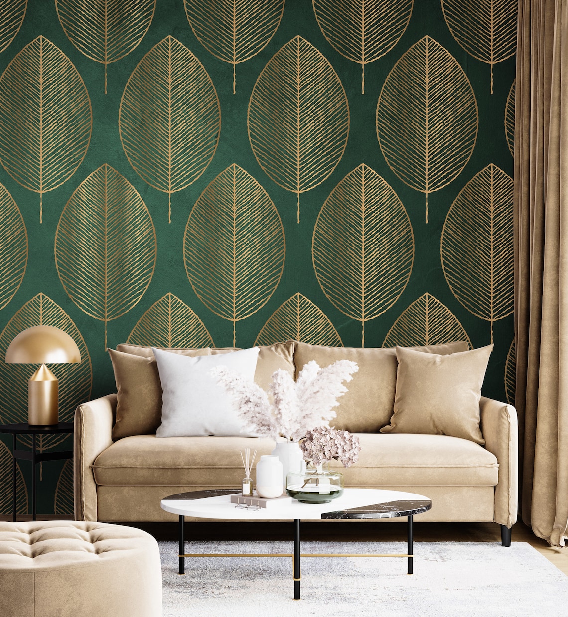 Top 101+ Images green and gold leaf wallpaper Superb
