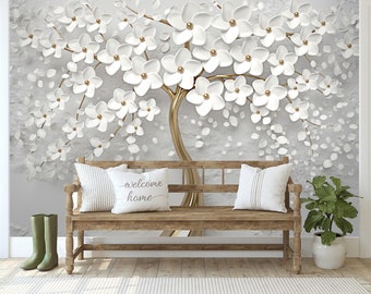 Papel de pared Floral moderna 3D fondo para decoración del hogar Árbol de  flores