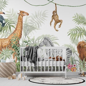 Behang tropische dieren: jungle kinderkamerdecoratie