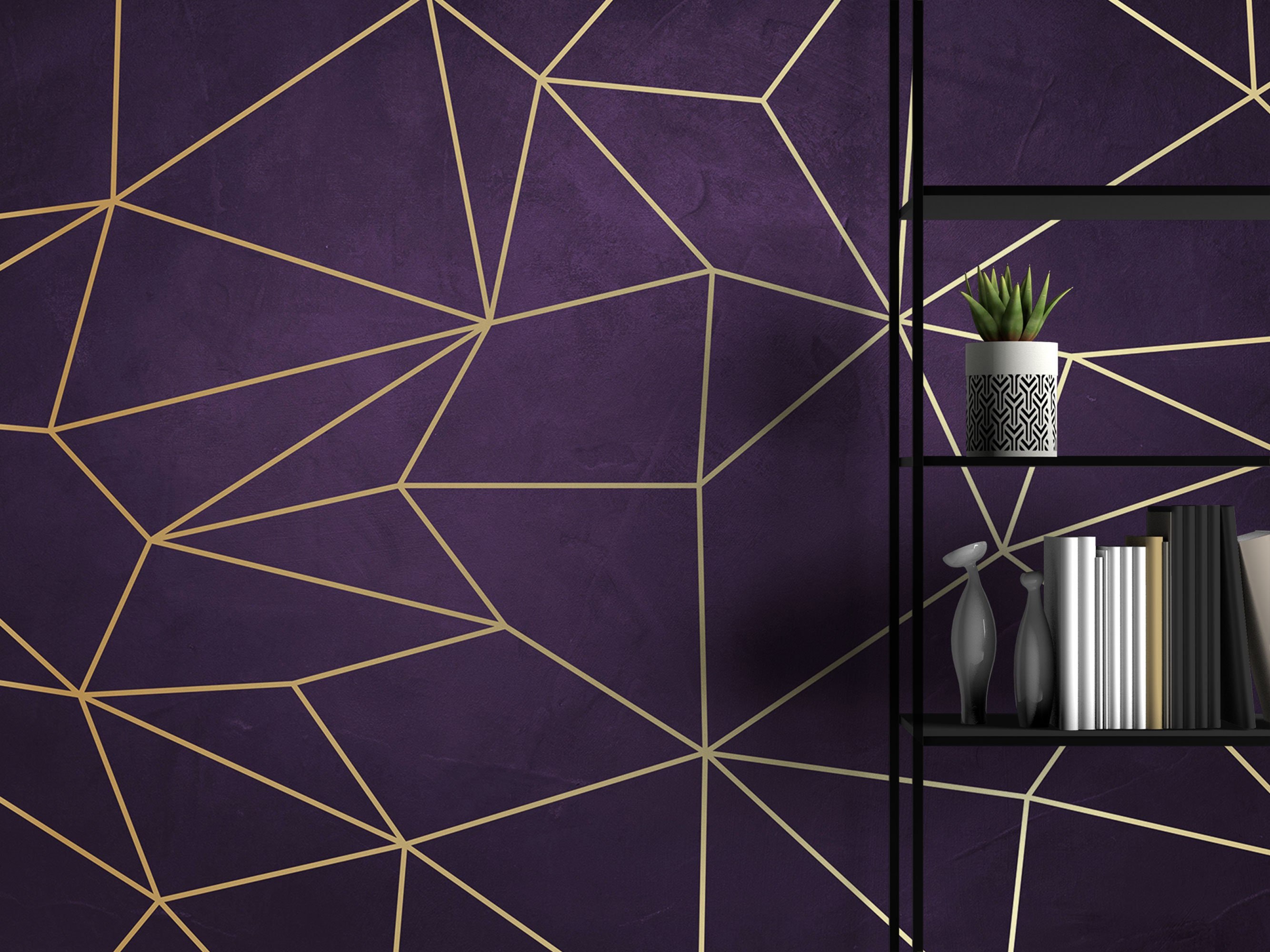 Buy Silver Lines Purple Wallpaper Design Geometric Wallpaper 3d Online in  India  Etsy