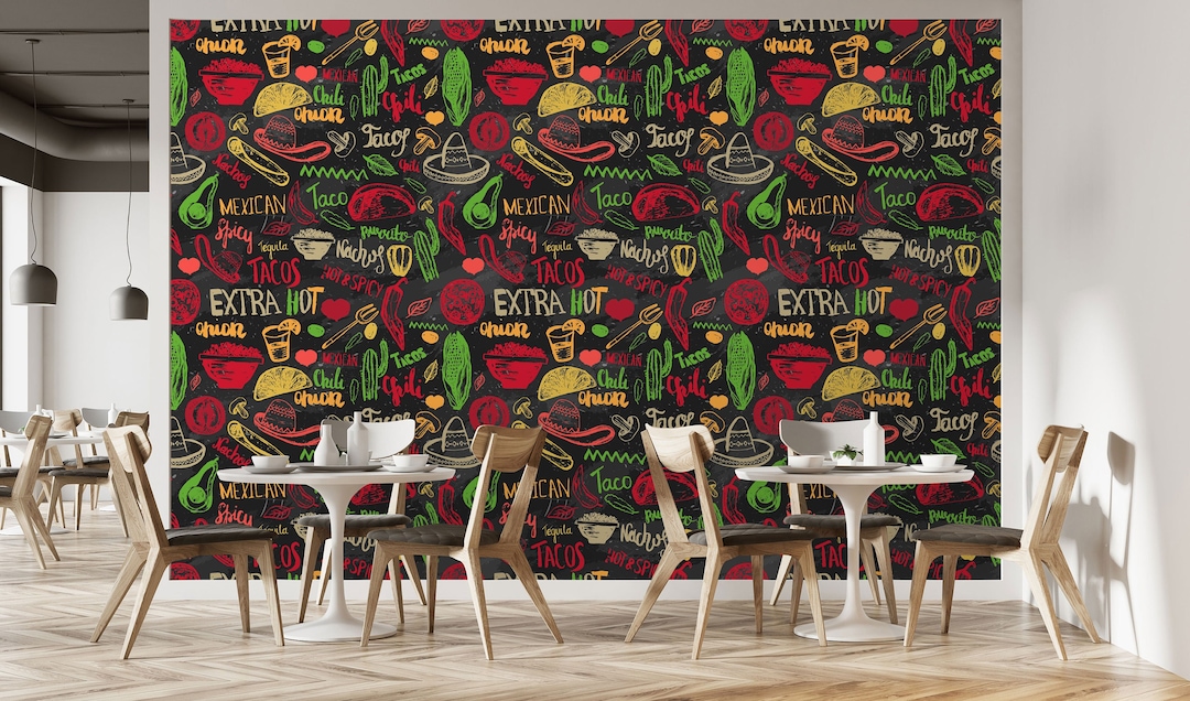 Fondo pantalla de restaurante comida mural de - Etsy España