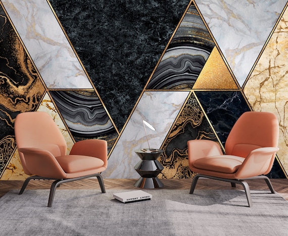 Black wall online with gold lines