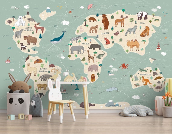World Map poster for kids - Educational, interactive, wall map