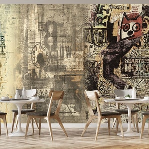 Urban Style Graffiti Wallpaper, Grunge Street Art Wall Mural - Etsy