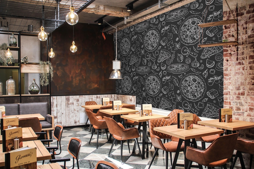 Design Mango Mood X109 Blackboard Pizza Wallpaper For Restaurant