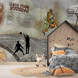 Basketball Court Wallpaper Basketball Hardwood Wall Mural -  Canada