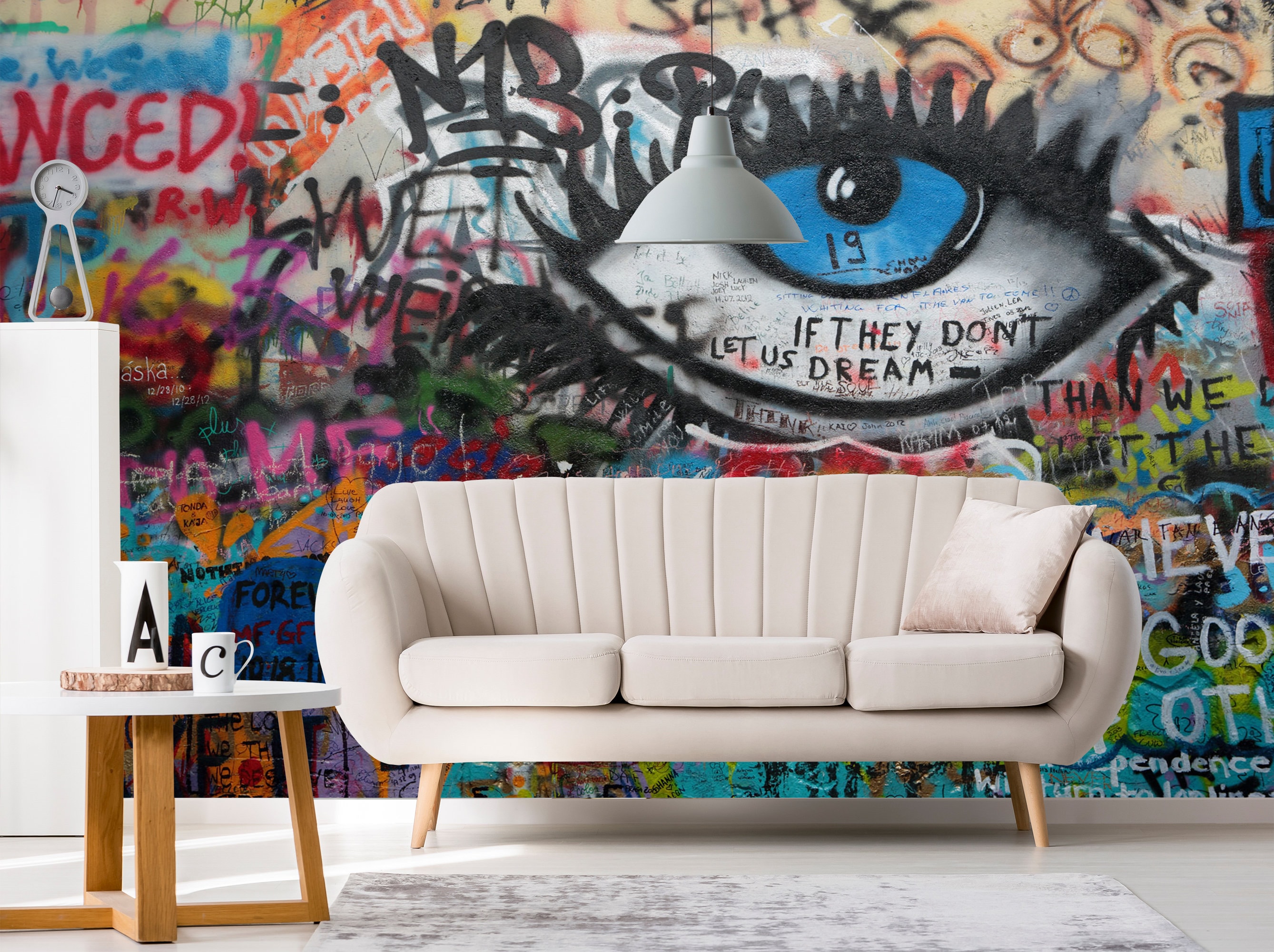 Urban Living Room Graffiti Wallpaper Street Art Design Big Etsy