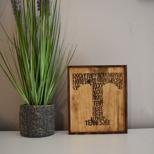 Rustic Tennessee Laser Engraved UT Vols Rocky Top Wood Etsy