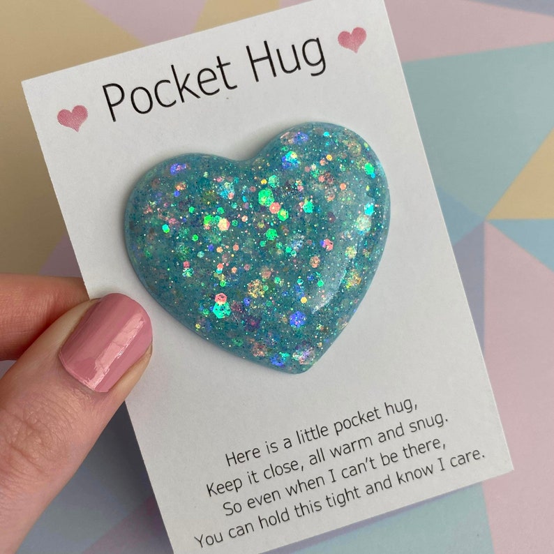 Pocket Hug Card Pocket Hug Token Resin Heart Keepsake Gifts Etsy UK