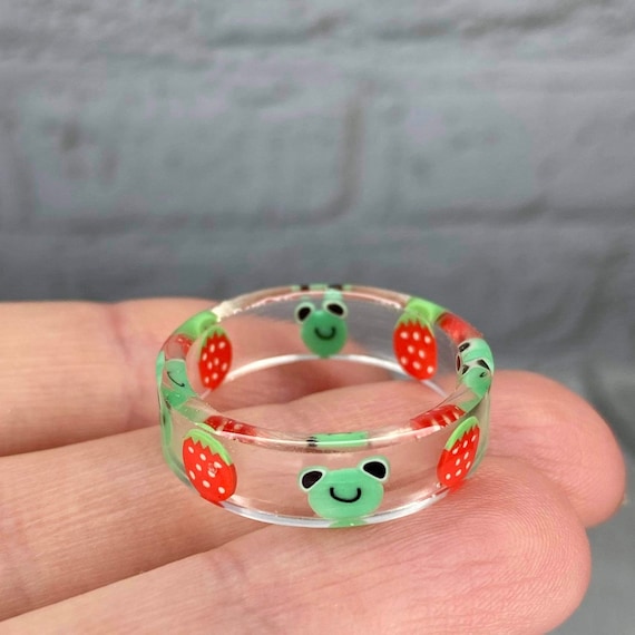Frog Ring Froggy Ring Strawberry Frog Ring Frog Strawberry Etsy