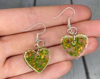 Fire Orange Love Heart Stud Earrings Crystal Silver Jewellery Present Gift UK 