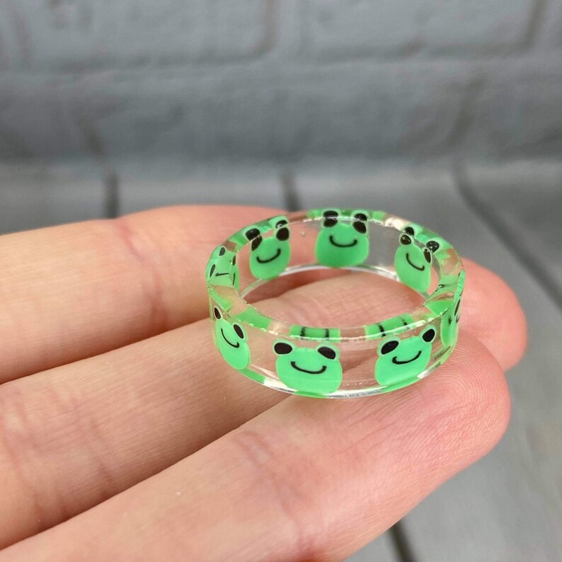 Frog Ring, Froggy Ring, Frog Ring Resin, Resin Ring, Stackable Rings, Green Frog Ring, Friendship Rings, Animal Ring, Cute Rings, Frog Gift 