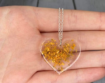 White and Orange REAL Flower Pendant