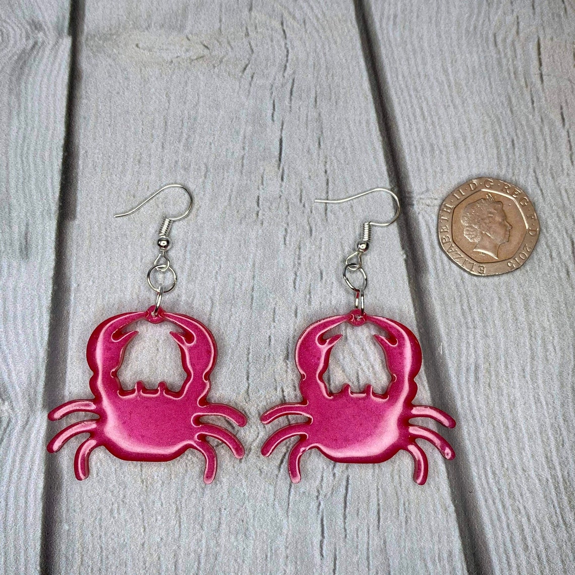 Crab Earrings Red Crab Resin Earrings Sea Creature Etsy