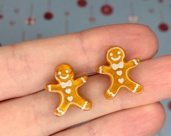 Gingerbread Man Earrings, Christmas Earrings, Christmas Studs, Resin Earrings, Christmas Cookie Earrings, Festive Jewellery, Secret Santa