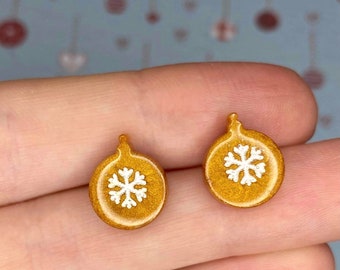 Christmas Bauble Earrings, Christmas Earrings, Christmas Studs, Gold Earrings, Resin Earrings, Festive Jewellery, Stocking Filler for Her