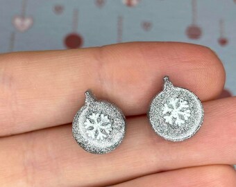 Christmas Bauble Earrings, Christmas Earrings, Christmas Studs, Silver Earrings, Resin Earrings, Festive Jewellery, Stocking Filler for Her