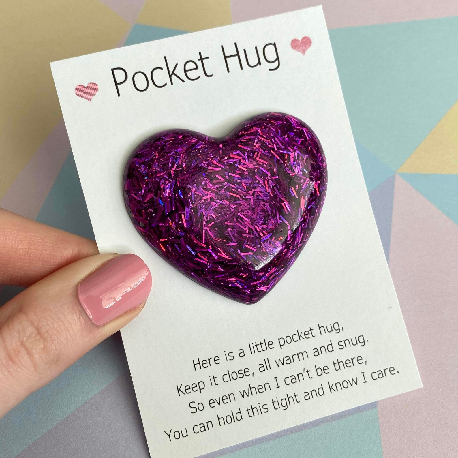Pocket Hug Card Pocket Hug Token Resin Heart Keepsake Gifts Etsy UK