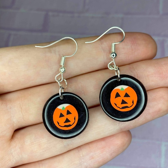 Pumpkin Earrings Halloween Earrings Pumpkin Dangle Earrings Spooky Earrings Resin Earrings Black Earrings Halloween Gift Etsy