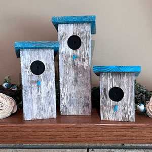 Birdhouse decor rustic farmhouse style made from reclaimed wood