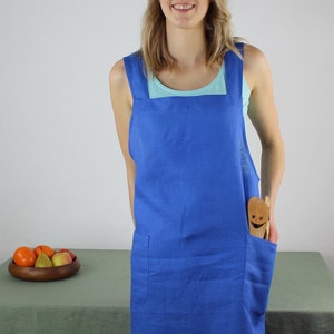 Japanese Apron/ Linen apron/ Cross back Apron/ Modern Apron/ Aprons for women/ Green linen apron