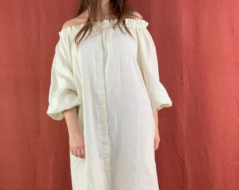 Made to order linen maxi dress, linen women dress , linen casual dress, linen summer dress, button front dress/ button down dress