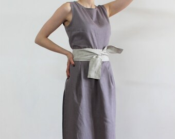 Make to measure linen dress, maxi dress, linen casual dress, linen summer dress, sleeveless