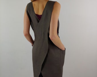Japanese Apron/ Linen apron/ Cross back Apron/ Modern Apron/ Aprons for women/ Green linen apron