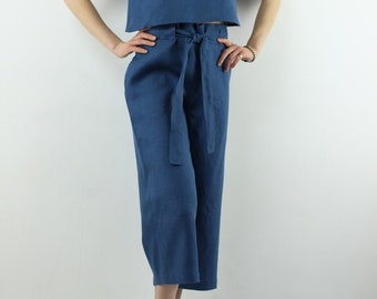 Made to order linen pants/ Women pants/ Linen pants with pockets/ Casual pants/ Elegant pants/ Summer pants/ Linen cropped pants